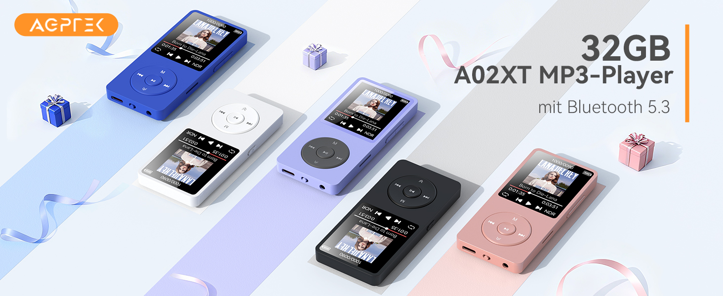 MP3 плеєр AGPTEK 32GB Bluetooth 5.3, 1.8