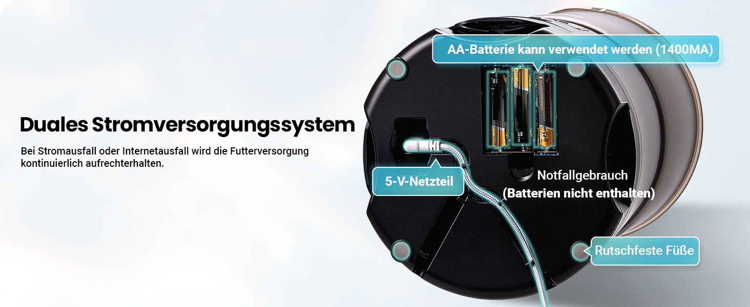 Автомат годівлі для котів з APP та таймером, 6 л / 25 порцій, 3 миски, 3 пакетики силікагелю, система запобігання застряганню, WiFi 2.4G, запис голосу, чорний