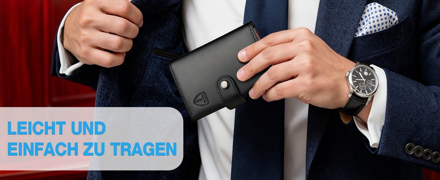 Чоловічий гаманець TENBST з відділом для монет, Slim Wallet, картхолдер на 8-10 карт, RFID захист, преміум якість, чорний