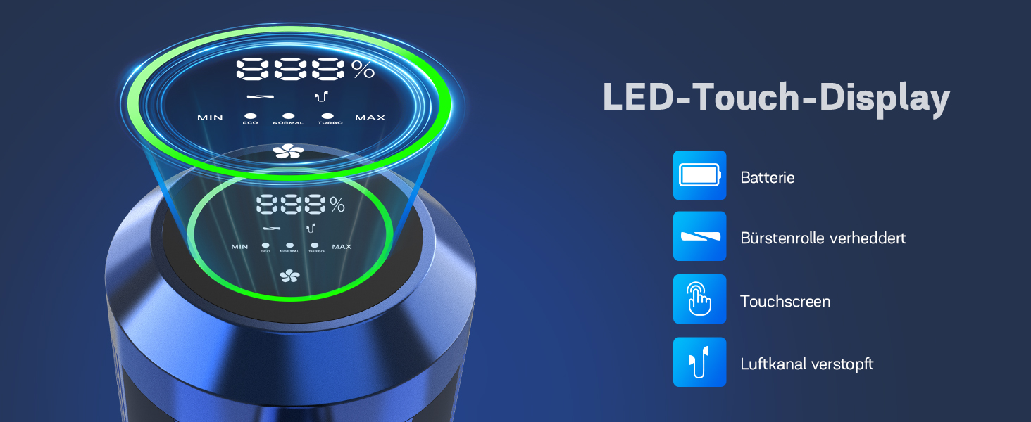 Бездротовий пилосос Nigecue 550W з акумулятором, 45000Pa, 60 хвилин роботи, Smart-дисплеєм, антизаплутувальною щіткою та контейнером 1.5L. Ідеально підходить для твердих підлог, килимів та видалення шерсті тварин.