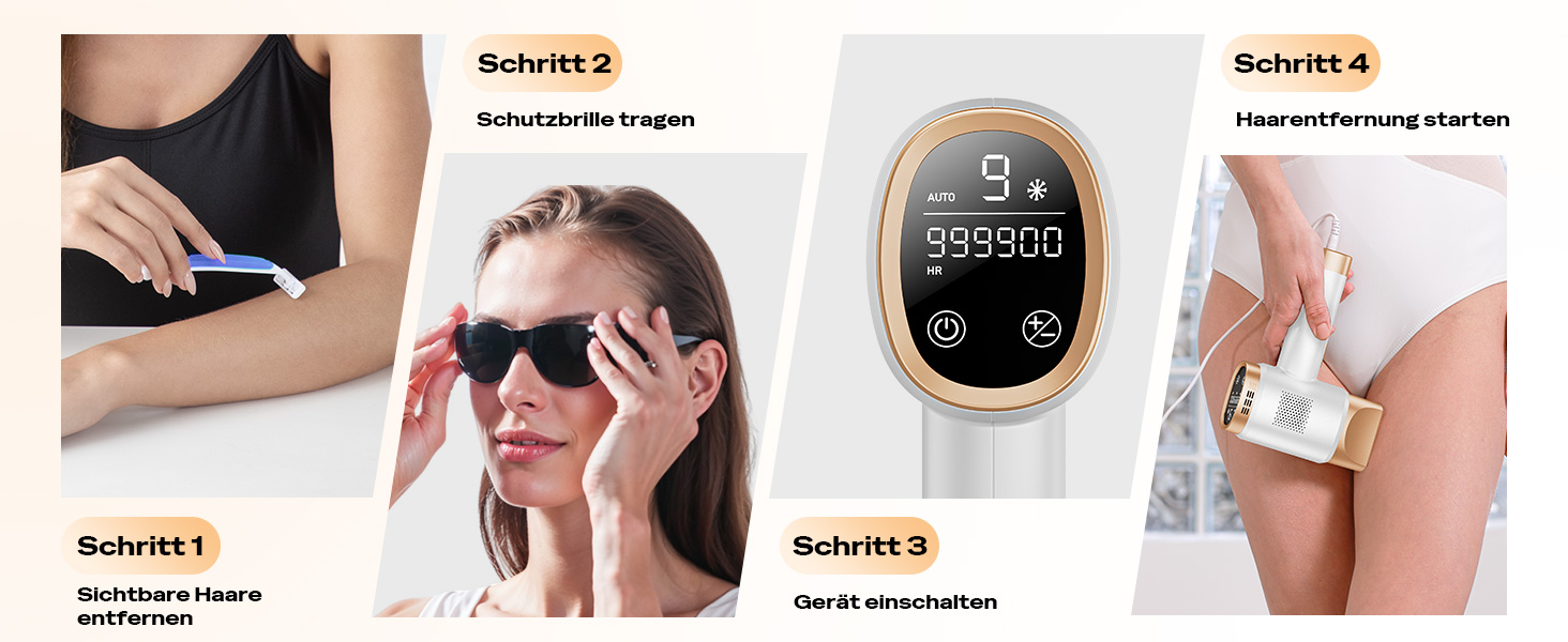 Пристрій для епіляції IPL з охолодженням 8°C, 9 рівнів, 600 нм, LCD-екран, для жінок та чоловіків, обличчя, руки, бікіні-зона, тіло, золотий