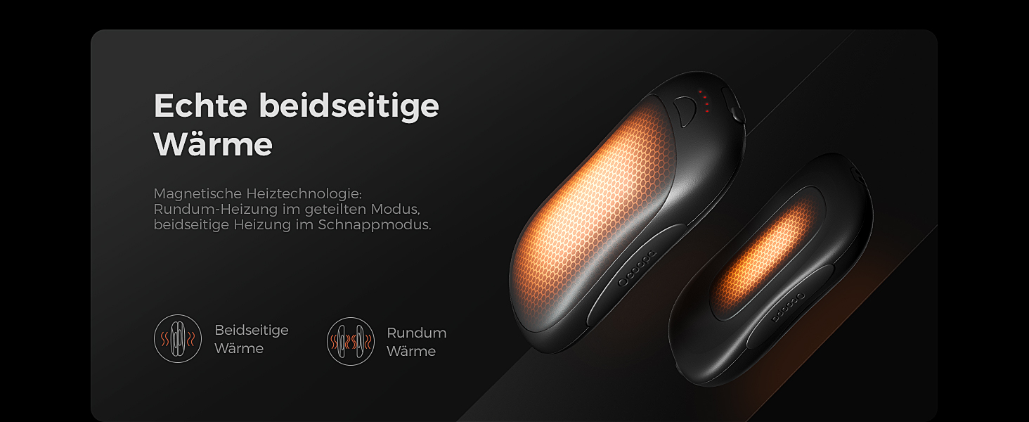 Електричні грілки для рук OCOOPA UT3 PRO (2 шт), 10000mAh, USB Powerbank, 4 режими нагріву, до 58°C, для чоловіків, ідеально для гольфу, полювання та кемпінгу, чорний