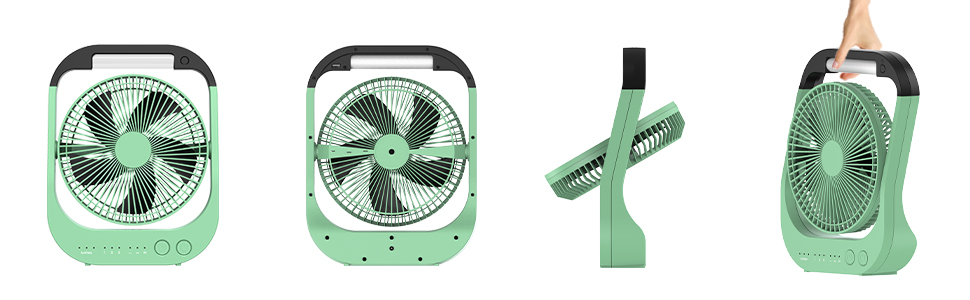 USB Настільний вентилятор 20000mAh: Компактний, Тихий, 3 швидкості, 180° оберт, 200 годин роботи, для офісу, дому та відпочинку (Зелений)