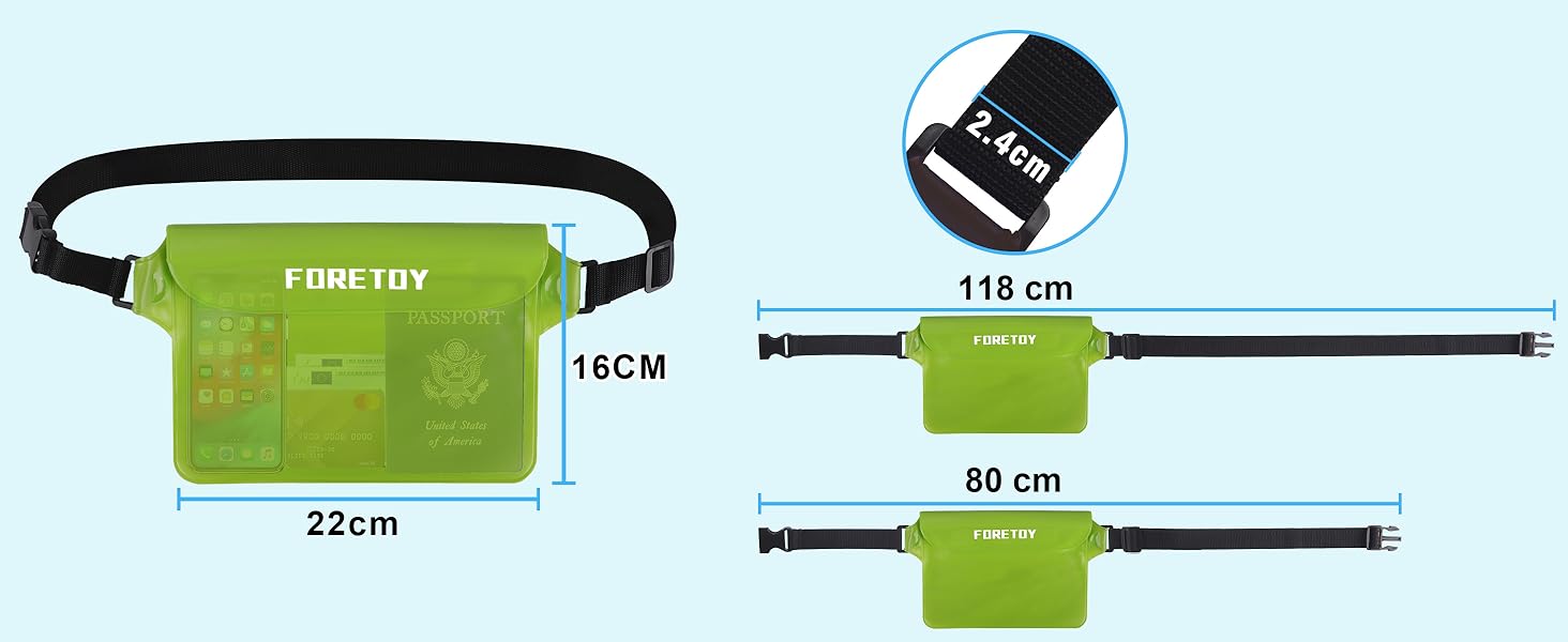 Водонепроникна сумка-чохол на пояс з регульованим ремінцем, IP68, для фотографії, водних видів спорту, пляжу, плавання, катання на човні (сірий + зелений)