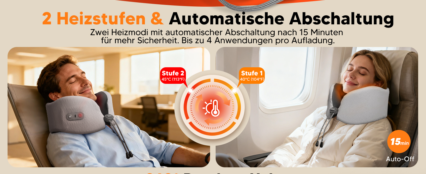 Подушка для шиї Arboleaf з підігрівом для подорожей: Memory Foam, USB-C зарядка, ергономіка 360°, проти болю в шиї, сіра