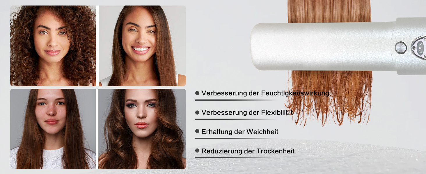 Бездротовий випрямляч для волосся з акумулятором 5000mAh, титанове покриття, 2 в 1 (випрямляч та локони), міні, для подорожей, 3 температурні режими, швидкий нагрів, для всіх типів волосся (білий)