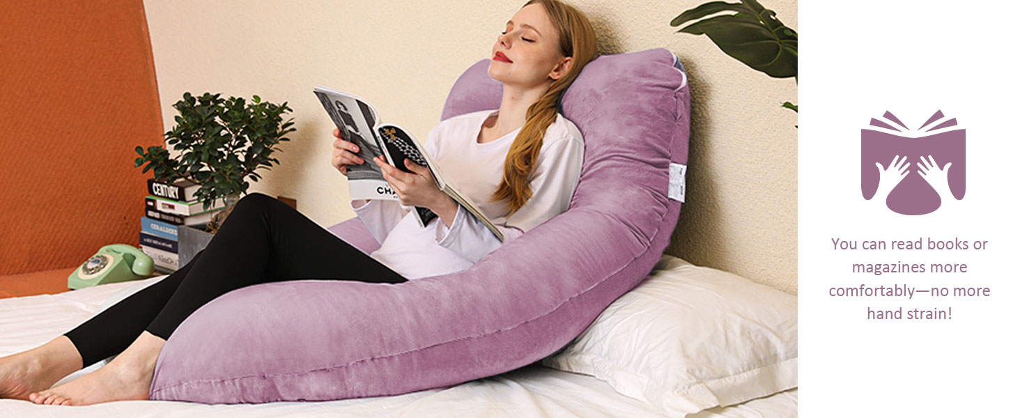 Подушка для вагітних Chilling Home J-подібної форми, подушка для тих, хто спить на боці, подушка для годування, велика подушка для підтримки, подушка для жінок та тих, хто спить на боці (рожевий, сірий)