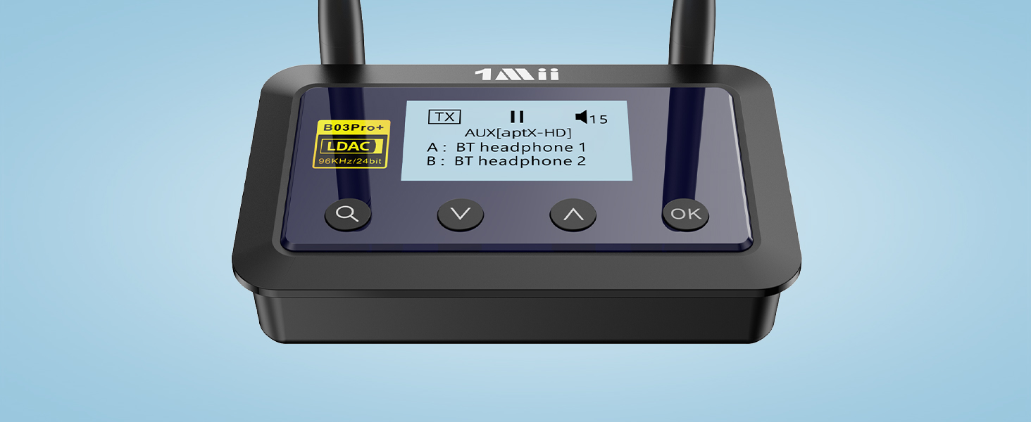 HiFi Bluetooth адаптер 1Mii B03Pro+ (Трансмітер та Ресивер) з підтримкою LDAC для телевізора та стереосистем