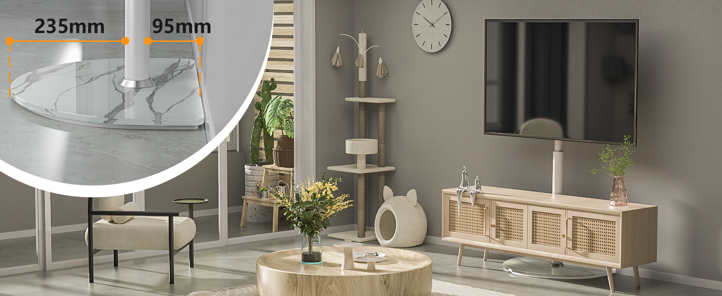 Adjustable TV Floor Stand for 32-65 inch LED LCD OLED TVs - Swivel & Height Adjustable, up to 40kg, Cable Management