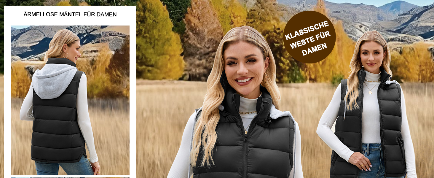 Чоловіча степкова жилетка Vancavoo з капюшоном, чорна, розмір S | З капюшоном, тепла, для відпочинку