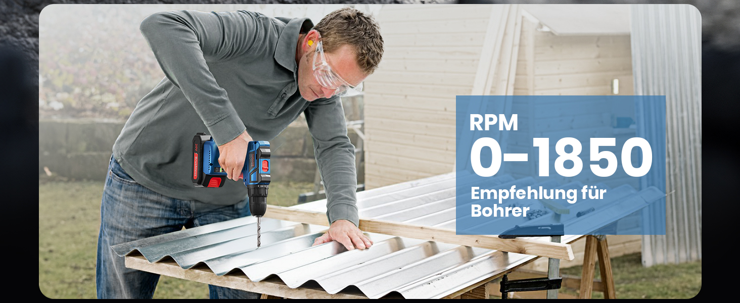 Акумуляторний дриль-шуруповерт 20V Brushless з набором інструментів (2 акумулятори 2.0Ah), 60Nm, 25+1 ступенів, LED-ліхтар, 10 мм патрон, 2 швидкості, для ремонту та DIY, синій