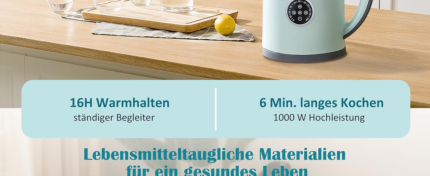 Інтелектуальний чайник 1.2л з підтриманням температури 16 год та швидким заварюванням 1000W – нержавіюча сталь 304, без BPA, 4 режими (45-90°C), LED-дисплей, поворотний на 360° для чаю, дитячих пляшечок, офісу