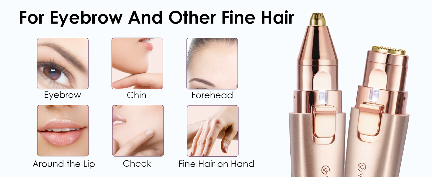 Тріммер для обличчя та брів 2-в-1 VG VOGCREST з LED-підсвічуванням (Рожеве золото)