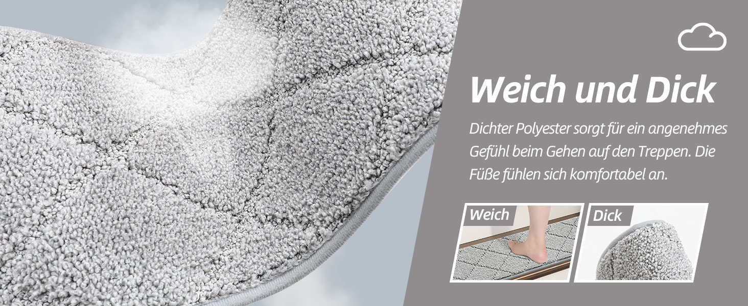 Ковзаючі сходи COSY HOMEER (4 шт.) 70x22 см, антиковзаючі, самоклеючі, машинне прання, 100% поліестер, TPE-підкладка, для дітей, літніх людей та домашніх тварин, сірі