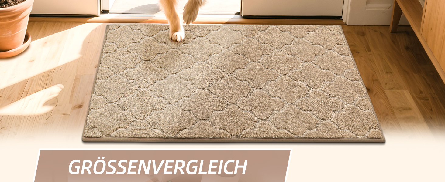 Килимок для входу COSY HOMEER 50x80 см, бежевий, вологозахисний, антиковзкий, машинне прання, для дому, кухні, коридору