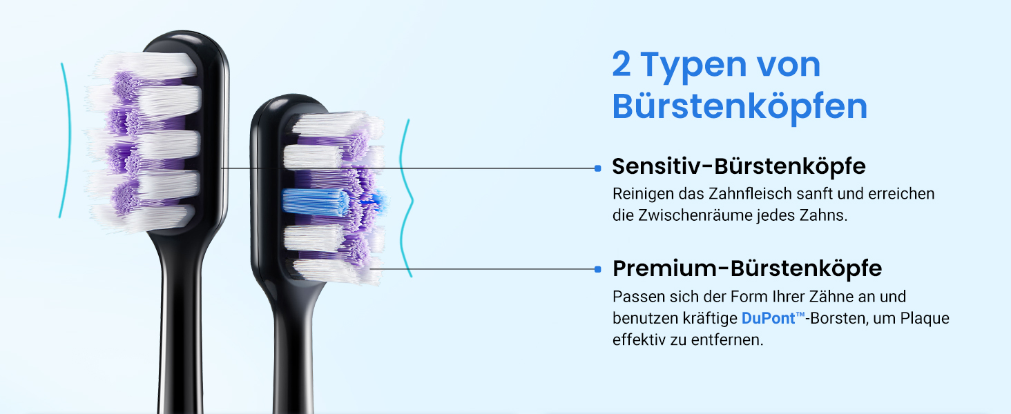 Електрична звукова зубна щітка Etekcity з 5 режимами, 6 насадок, таймер 2 хв, для дорослих та дітей, чорна преміум-модель