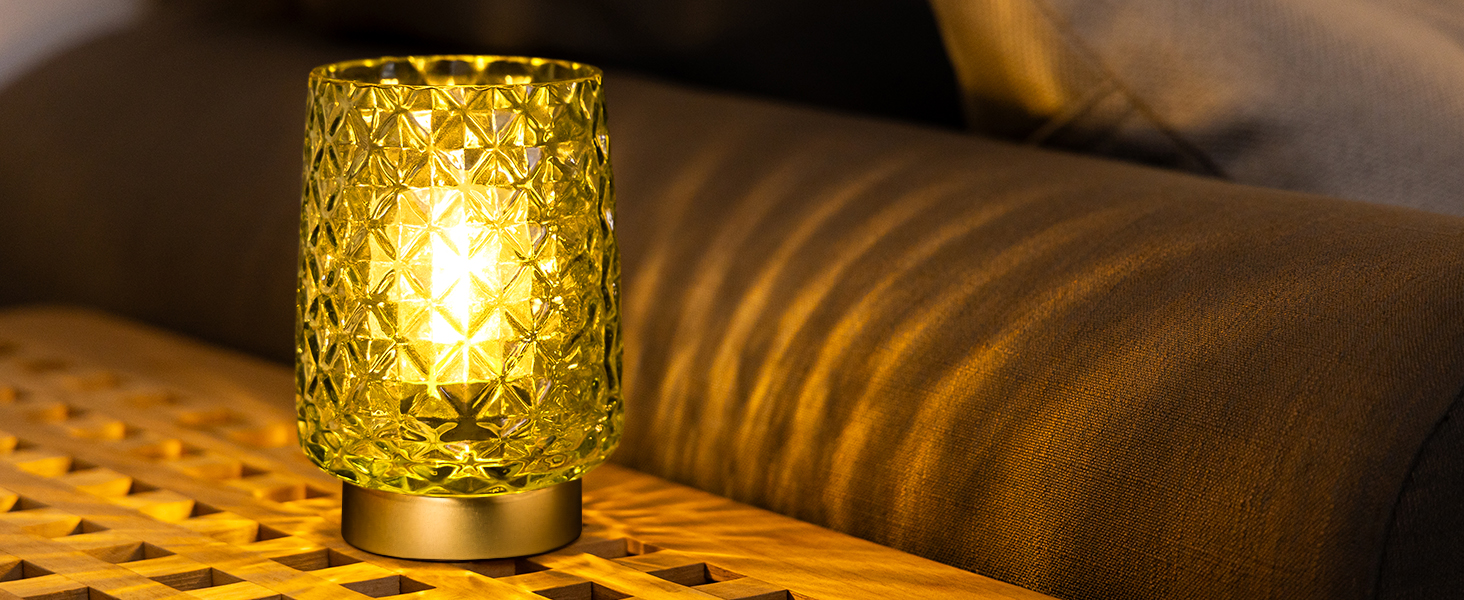 LED настільна лампа MJ PREMIER: акумуляторна, сенсорне керування, регулювання яскравості, скло, USB зарядка, аварійне освітлення (зелена)