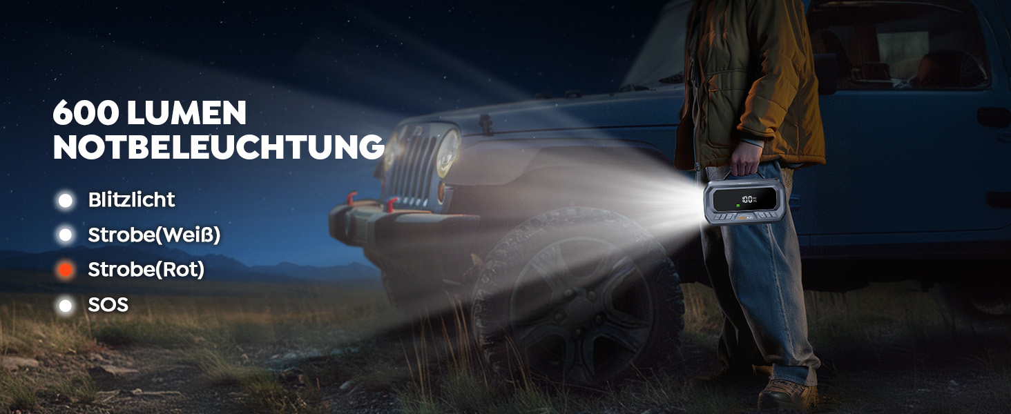 Powerbank YaberAuto для запуску двигуна з компресором, 160PSI, 6500A, PD 65W, 26800mAh. Запуск авто, 600 люмен, LCD екран