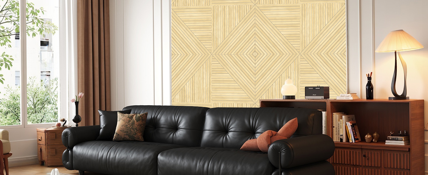 Акустичні панелі JBER, самоклеючі звукопоглинаючі стінові панелі для офісу, студії та дому, 6 шт, 180 x 120 см, колір білий віск/тик