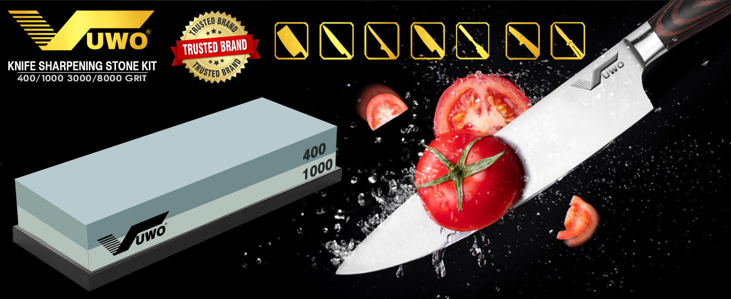 Набір для заточування ножів Vuwo 2-в-1: 400/1000 грінь - заточувальний камінь з силіконовим тримачем