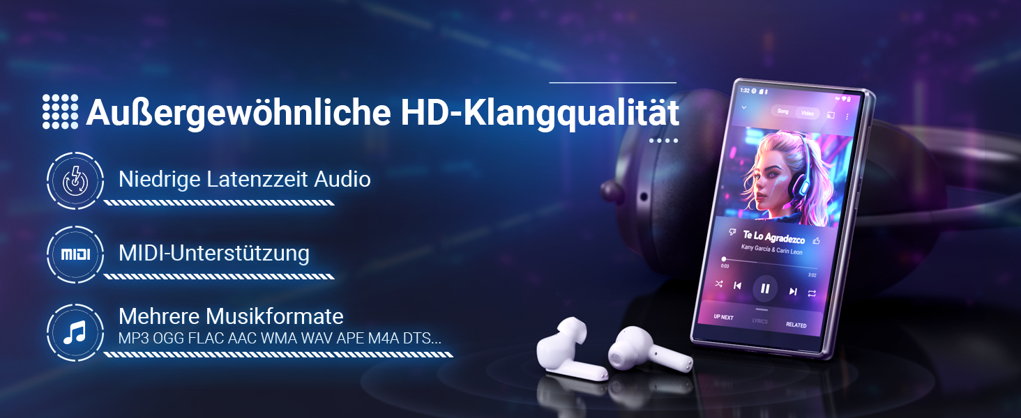 MP3 плеєр Mechen 256GB Bluetooth WiFi Android 13, 5.0