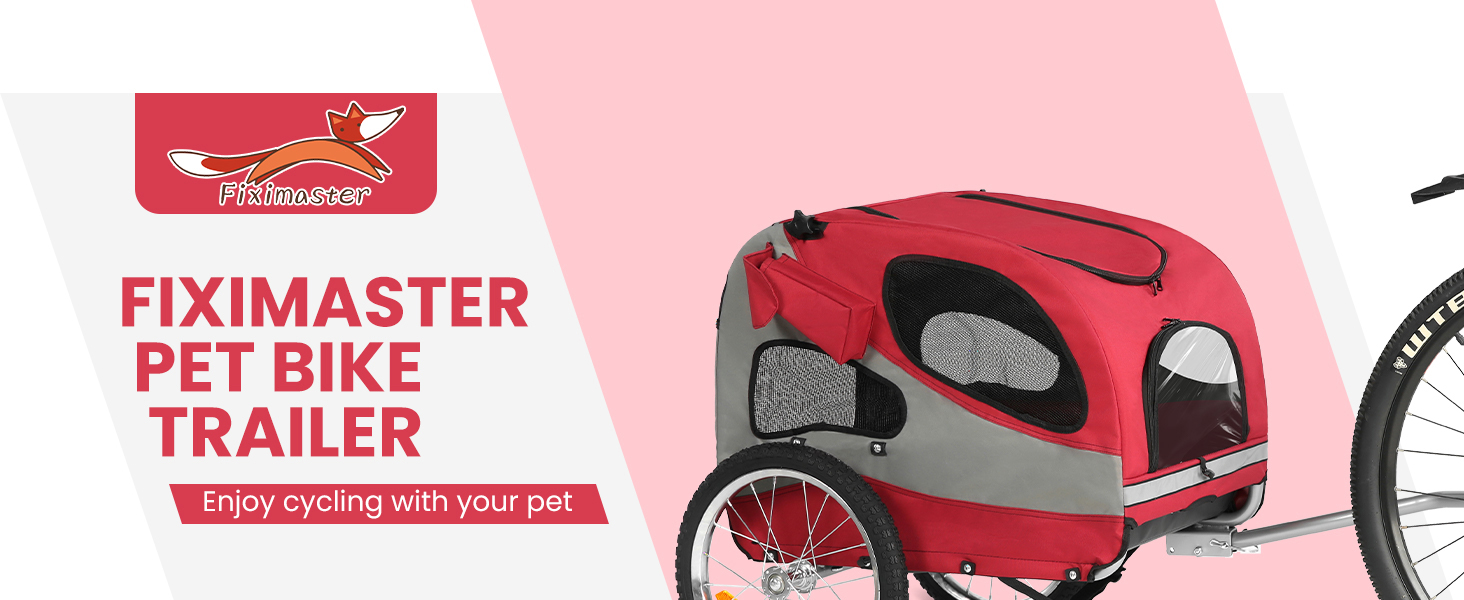 Причіп для велосипеда для собак, складаний, з відбивачами безпеки, сумкою для зберігання, м'яким внутрішнім простором та страхувальними повідками, для собак до 30 кг, червоний