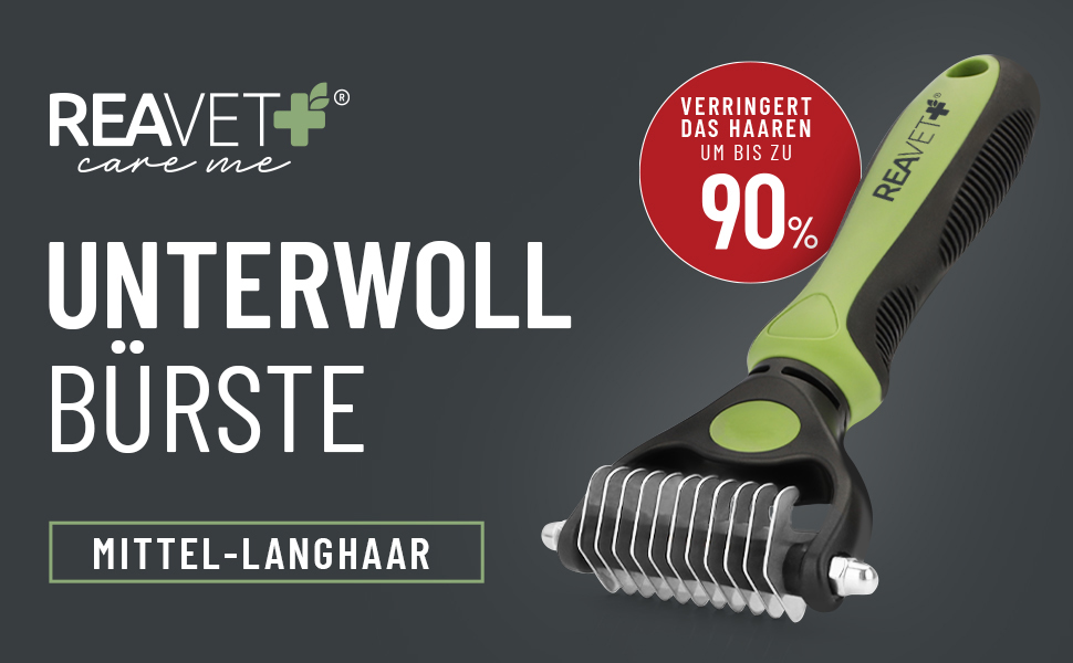 Щітка для собак та котів ReaVET для видалення підшерстя та повсті, масажний ефект, захист верхнього шару шерсті, розмір M-L (також XS-S)