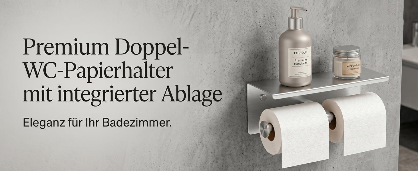 Тримач для туалетного паперу Doppel з полицею для смартфона, настінний органайзер з нержавіючої сталі SUS304, вологостійкий аксесуар для ванної кімнати