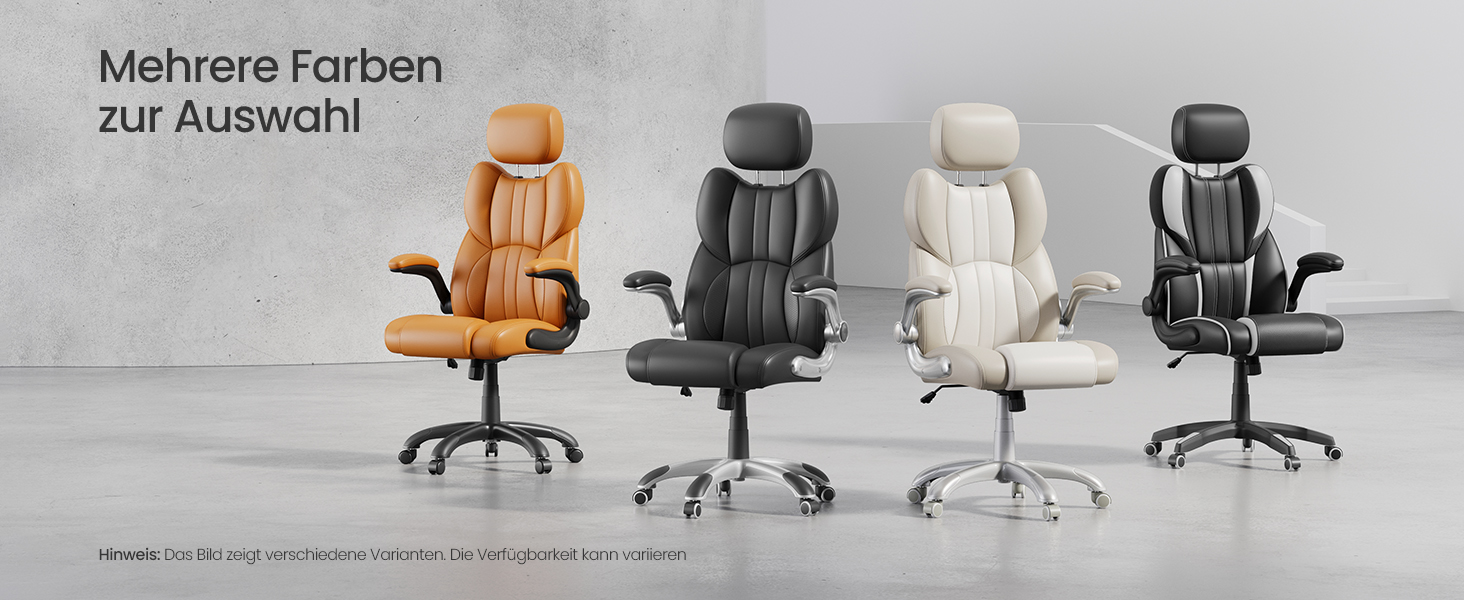 Крісло офісне SONGMICS, геймерське, регульована підголовник, функція гойдання, регульовані підлокітники, чорне, OBG65BK