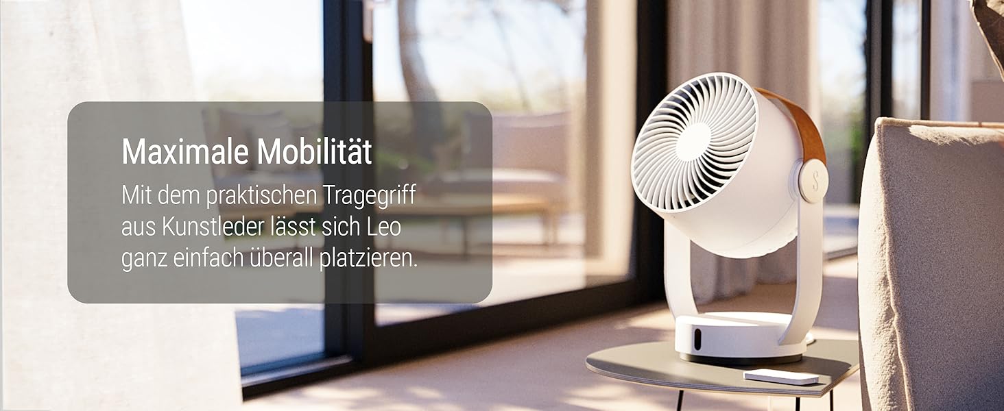 Повітряний циркулятор Stadler Form Leo, білий - вентилятор з поворотом 360°, дистанційне керування, радіус дії 8м