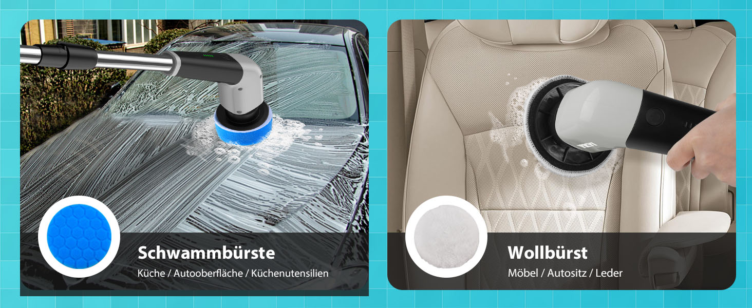 Електрична щітка для прибирання YKYI, Spin Scrubber з 8 насадок, водонепроникна IPX7, для ванної, підлоги, кухні, білий (сірий)