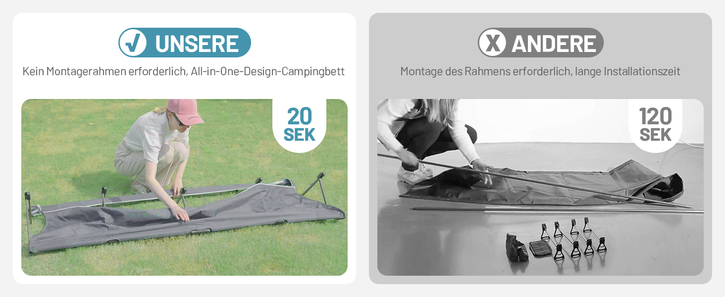 Розкладне кемпінгове ліжко Timber Ridge - легке, зручне, для відпочинку на природі (до 120 кг), сіре