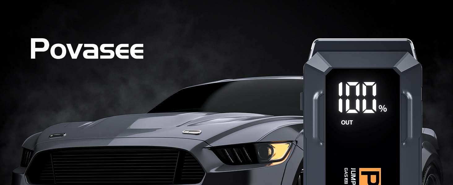 Powerbank Starthilfe Povasee UltraSafe для автомобіля 12V: Jump Starter з LED, 5000A, 2 USB-виходи (до 10л бензину/8л дизеля)