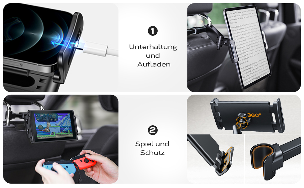 Утримувач для планшета в авто, універсальний, висувний, для Galaxy, Huawei, Switch, чорний