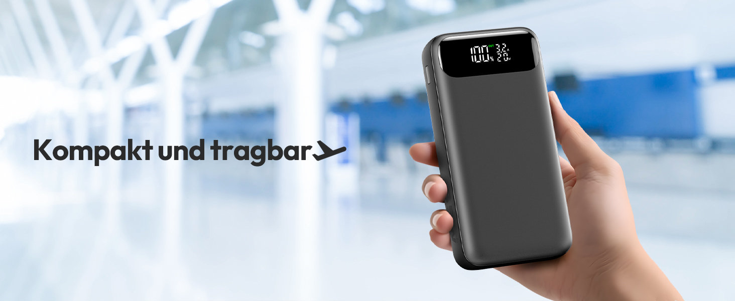 Power Bank ADDTOP 20000mAh 65W: зарядний пристрій для телефону та ноутбука (USB-C, чорний)