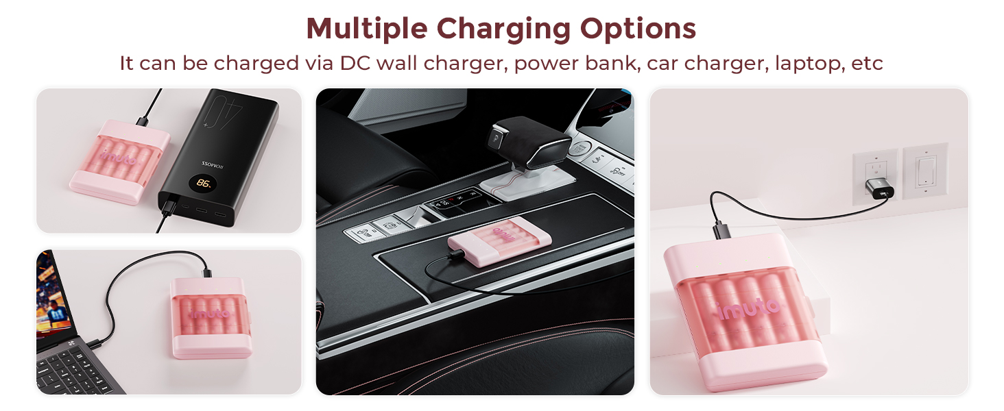 Імуто Акумулятори Li-Ion AA, 8 шт. з зарядним пристроєм, 2500 мWh, висока ємність, 1.5V, 1600+ циклів, низький саморозряд