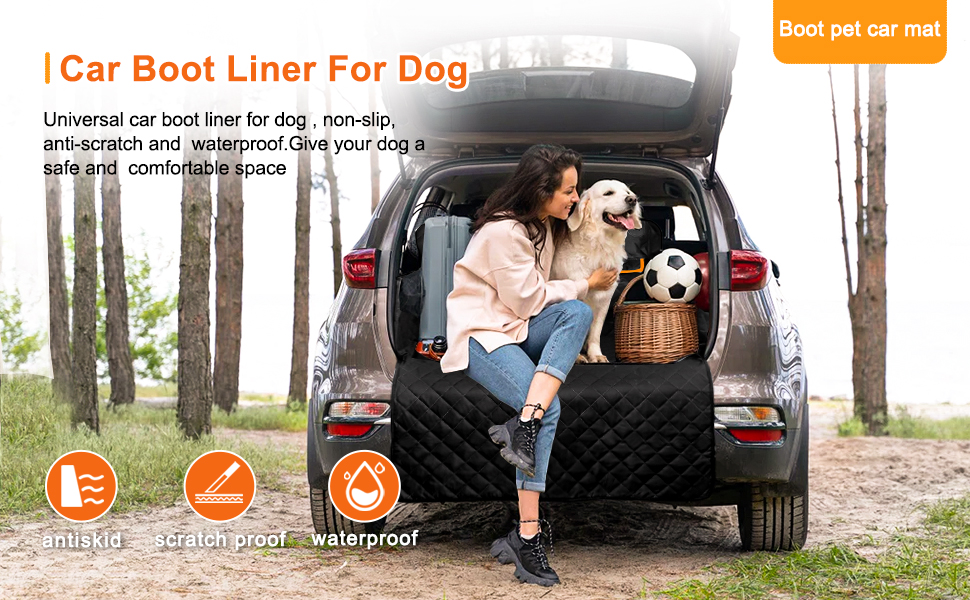 Захист для багажника автомобіля для собак з боковими та захистом краю - універсальний килимок для багажника, водовідштовхувальний та стійкий до подряпин. Підходить для SUV, Van та Kombi