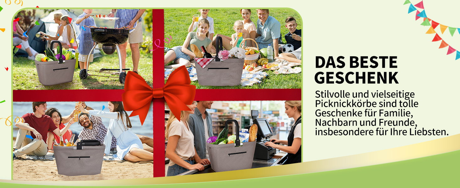 Складаний кошик для покупок 35L з 2 стійками, стабільний сімейний кошик з алюмінієвою ручкою, водонепроникний кошик для пікніка, практичний кошик для перенесення, великий для подорожей, кемпінгу, покупок, подарунка - Хакі