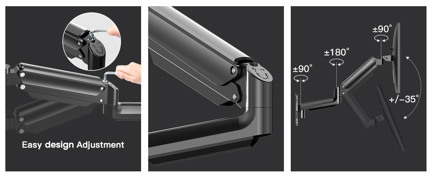 Кріплення для монітора HUANUO 17-32 дюйми, настінна кріплення, гнучкий підлокітник, VESA 75x100 мм, для геймінгу