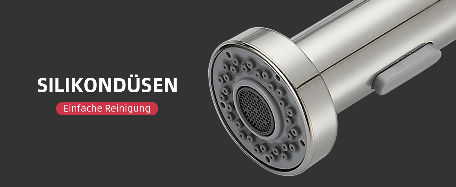 Кран кухонний Cobbe з висувним виливом та душем, 2 режими, поворотний на 360°, високий тиск, матовий нікель