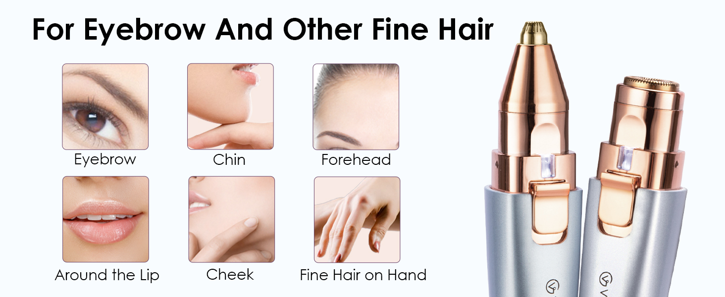 Триммер для обличчя та брів VG VOGCREST 2-в-1: бездротовий, з LED-підсвіткою, рожево-золотий/блакитний