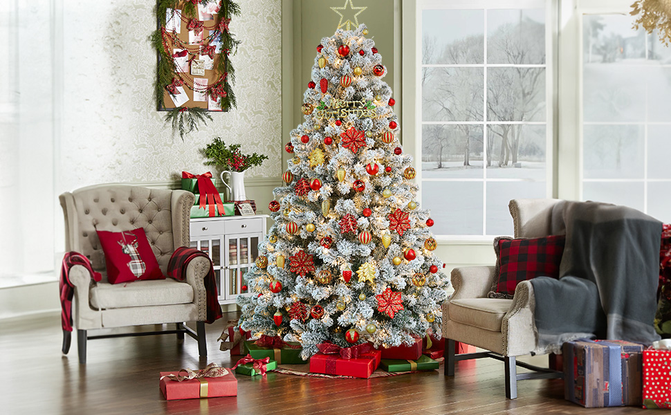 Набір прикрас для ялинки Shareconn: 106 кульок у червоно-золотих кольорах, безпечні, для святкування, весілля