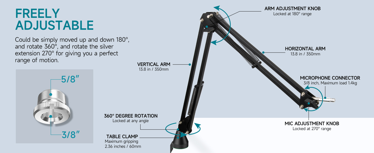 Тримач для мікрофона YOUSHARES Seiren V2 X: сумісний з Seiren Mini, V3 Mini/Chroma, Razer Seiren V2 X/Pro, Seiren X. Тримач з кабелями, стійка для стрімінгу та геймінгу