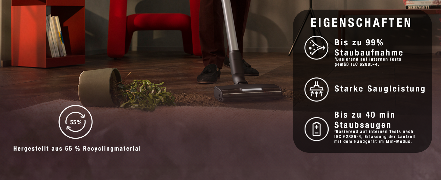 Бездротовий акумуляторний пилосос AEG 6000, 21.6V, 40 хв роботи, потужність 103 000 об/хв, серія 6000, колір блакитний