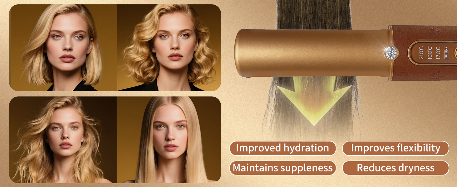 Бездротовий випрямляч для волосся 2-в-1 з акумулятором 5000mAh, міні-випрямляч для подорожей, випрямлення та завивання, портативний, швидкий нагрів 210°C/410°F, колір: коричневий, бренд: Urban Ol