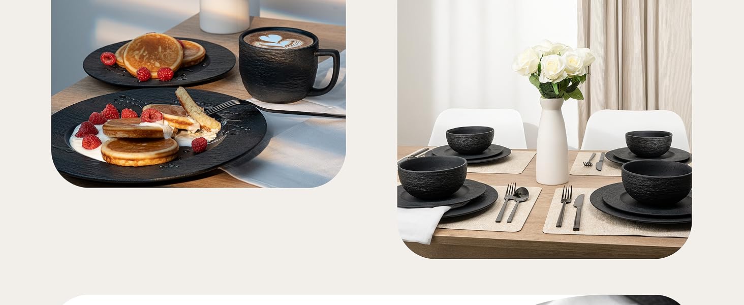 Набір кавових чашок MIAMIO Oasis (4 шт.) – 450 мл, кераміка, матова поверхня, чорний колір