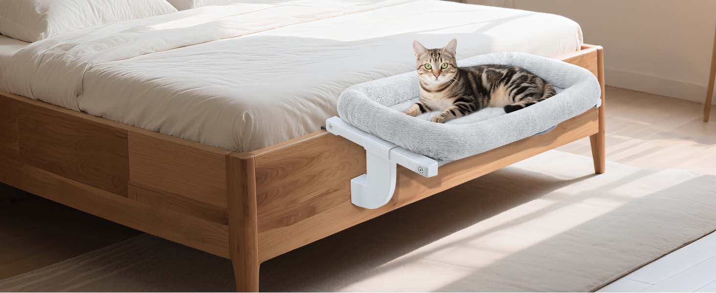 Ліжко для кота на батарею GUUSII HOME - тепле місце для відпочинку, сіре, велике (до 18 кг)