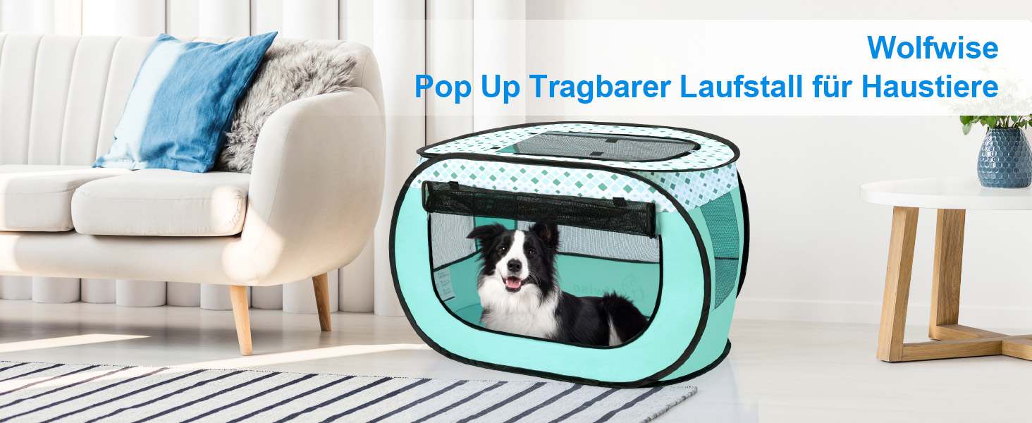 Вольвайз Вольпенлауфсталль: Переносний вольєр для цуценят 90x60x60 см, для собак, котів, цуценят, для дому та вулиці, зелений