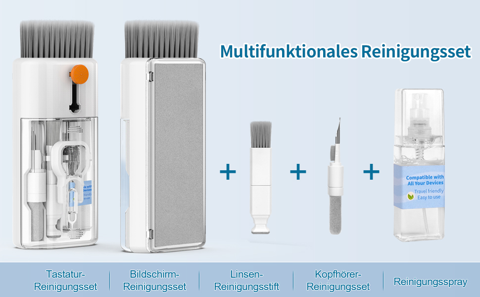 Набір для чищення клавіатури 12 в 1: очищувач екрану, щітка, для iPhone, MacBook, PC, камери