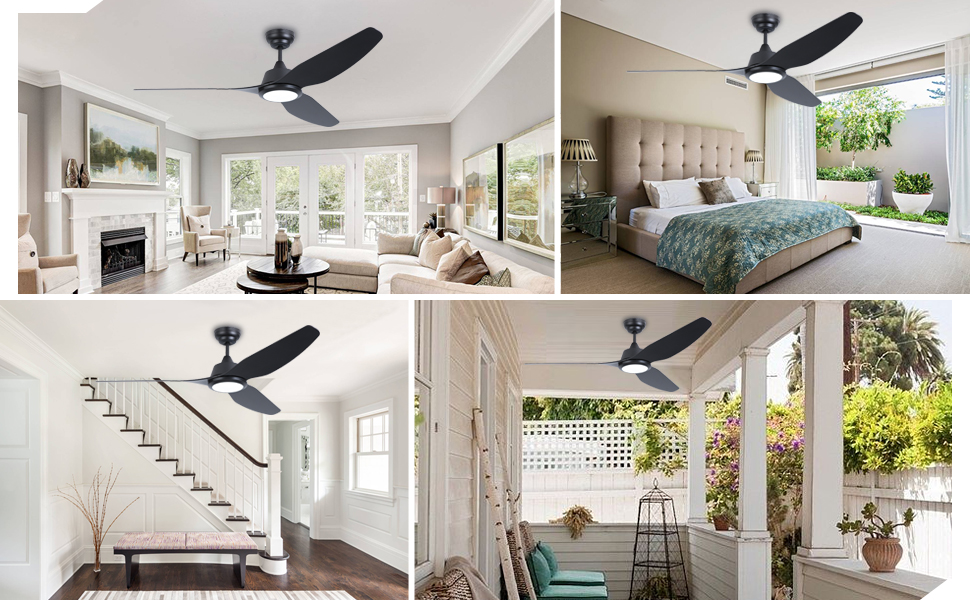 Ovlaim Стеляний вентилятор з підсвіткою та пультом дистанційного керування, Smart вентилятор, зимовий режим, DC двигун, сумісний з Alexa/Google Home, 142см (чорний)